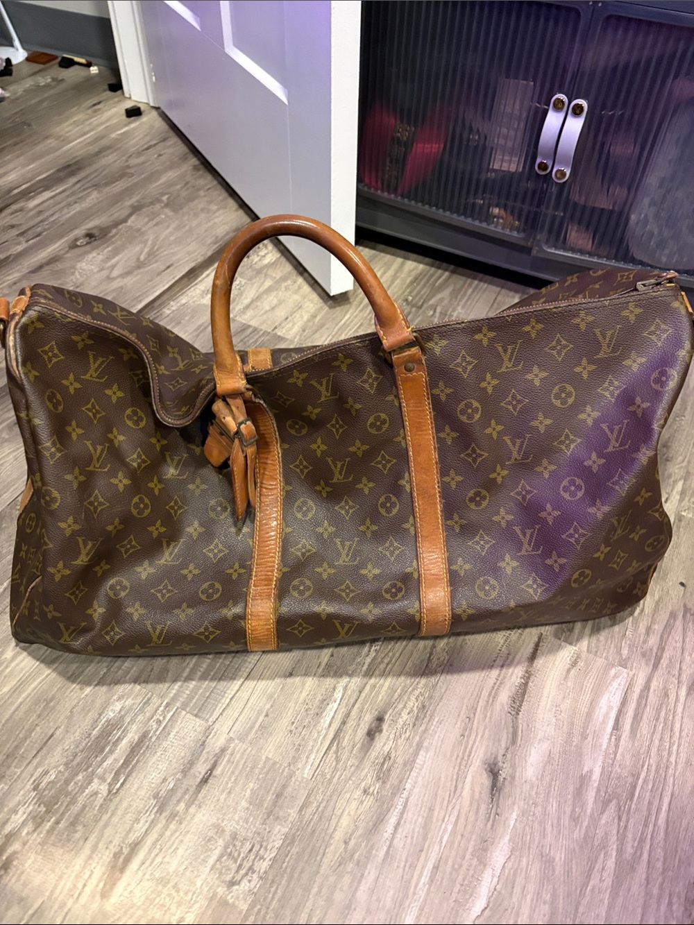 Authentic Vintage Louis Vuitton Keepall 55 Bandolier Brown Monogram Canvas - Picture 1 of 12